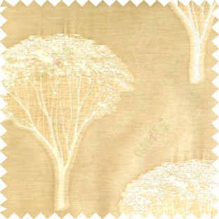 Beige cream color natural designs big trees with small leaves branches texture finished surface polyester transparent net fabric sheer curtain